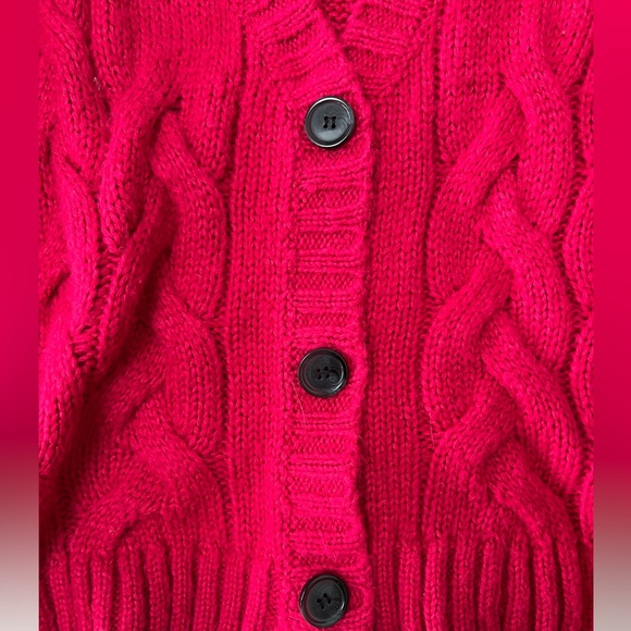 Dark pink button up cardigan sweater - Picture 7 of 8
